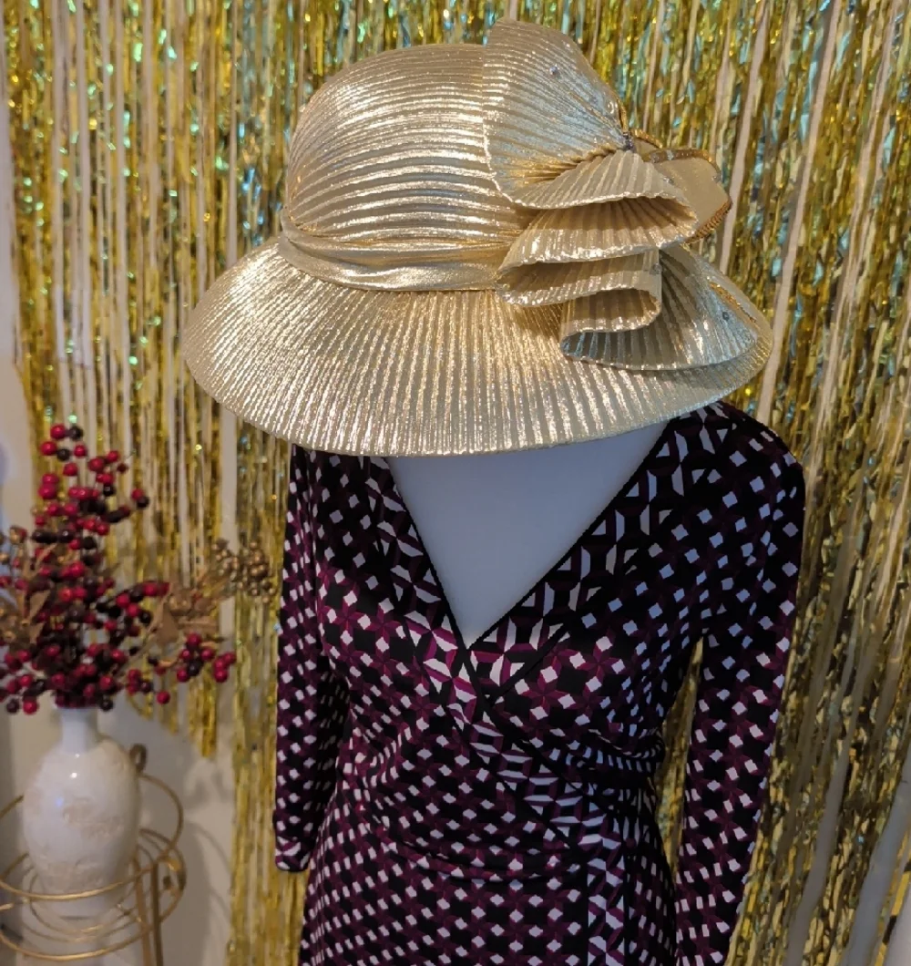 🔥Elegant Gold Party Hat with Rhinestone Bow - Mr. Hi's Collection